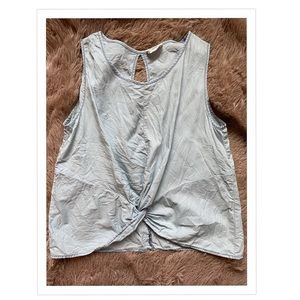 Denim Crop Top with Front Twist